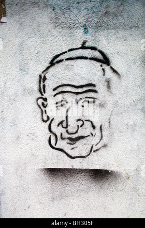 Imprimer pochoir caricature du pape Jean Paul II sur un mur, Berlin, Allemagne Banque D'Images