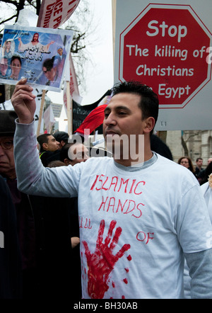 Les coptes égyptiens protester contre l'augmentation de la persécution islamique et d'attaques contre la minorité chrétienne. 23 Janvier 2010 Banque D'Images