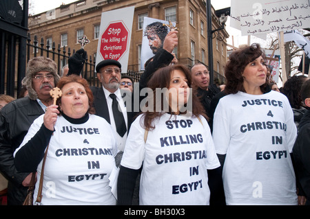 Les coptes égyptiens protester contre l'augmentation de la persécution islamique et d'attaques contre la minorité chrétienne. 23 Janvier 2010 Banque D'Images