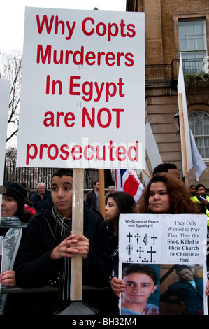 Les coptes égyptiens protester contre l'augmentation de la persécution islamique et d'attaques contre la minorité chrétienne. 23 Janvier 2010 Banque D'Images