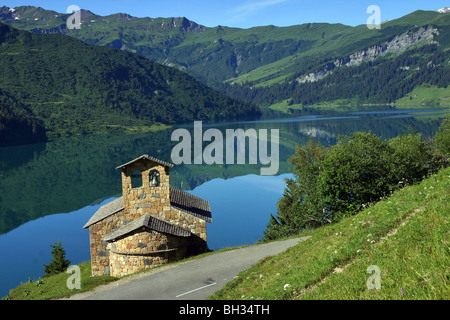 Chapelle DU BARRAGE DE ROSELAND, BEAUFORTIN, Savoie (73), RHONE-ALPES, FRANCE Banque D'Images