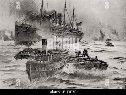 Navire de transport britannique de quitter l'Angleterre pour la cape pendant la Deuxième Guerre des Boers. Banque D'Images