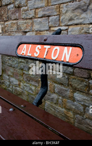 Siège passager à alston station, south tynedale railway,cumbria Banque D'Images