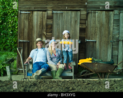 Un portrait de famille dans un allotissement Banque D'Images