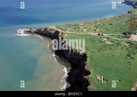 Vue aérienne DE LA POINTE DU HOC, SITE DE LA 6 JUIN 1944 débarquement du jour, Calvados (14), NORMANDIE, France Banque D'Images