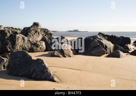 Avis de Clacton-on-Sea pier dans l'Essex. Banque D'Images