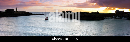 Portpatrick Sunset Panorama et Location Banque D'Images