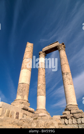 La Jordanie, Amman. Ruines de la période romaine sur la colline de la Citadelle Banque D'Images