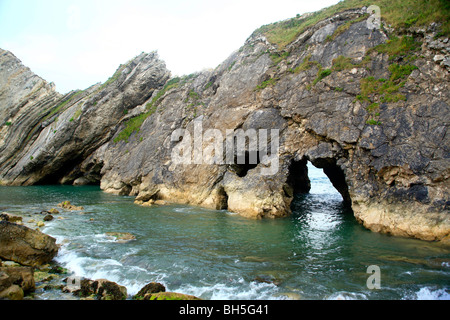 Lulworth Cove, trou d'escalier,Dorset. La Côte Jurassique, Angleterre Banque D'Images