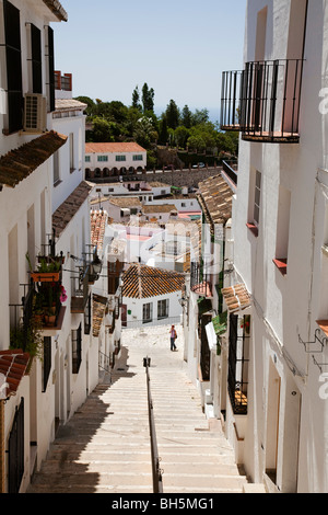 Calle típica Pueblo Blanco de Mijas Costa del Sol Andalousie Málaga España rue typique village blanc de Mijas andalousie espagne Banque D'Images