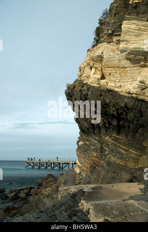 Deuxième jetée de la vallée et le littoral, la péninsule de Fleurieu, Australie du Sud Banque D'Images