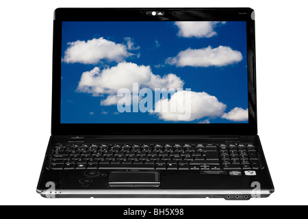 Ordinateur portable moderne sur fond blanc Banque D'Images