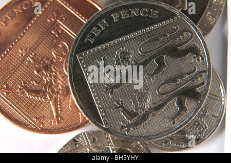 La nouvelle pièce de dix pence avec motif lion et d'autres coins en vertu de c Banque D'Images