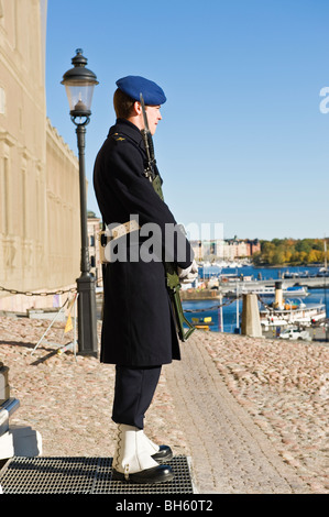 La garde du palais royal, Stockholm, Suède Banque D'Images