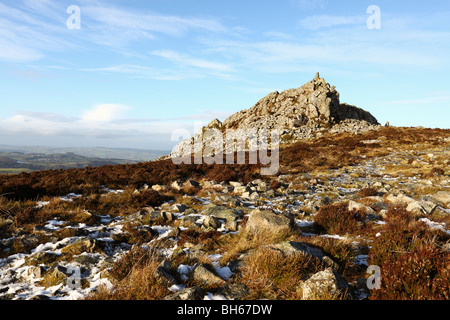 Manstone Rock, high point le long de la crête de Stiperstones dans le Shropshire Hills AONB Banque D'Images