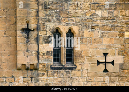 Détail de Alnwick Castle Alnwick, Northumberland, dans où les films de Harry Potter ont été faites et construit en 1309. Banque D'Images