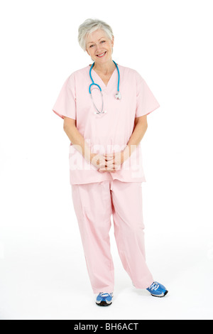 Studio Portrait of Senior Nurse Banque D'Images