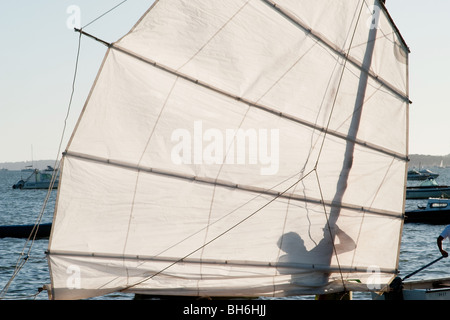 Silhouette de levage de voile Banque D'Images