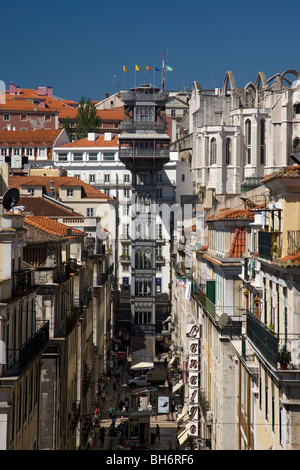 Ascenseur Elevador de Santa Justa), Lisbonne, Portugal, Europe. Banque D'Images