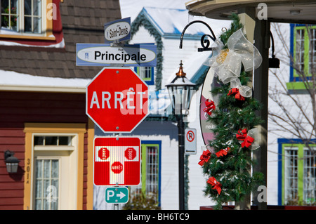 Rue principale Village de Saint sauveur laurentides Québec Canada Banque D'Images