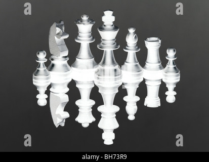 Quelques pièces des échecs blancs typiques d'un jeu d'échecs Banque D'Images
