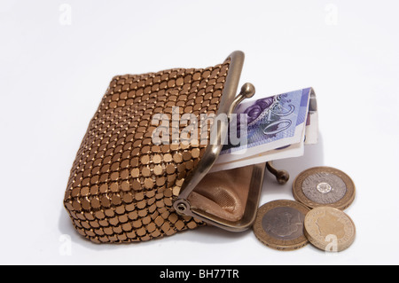 Or Financial concept sac à main, les pièces de monnaie Note Banque D'Images