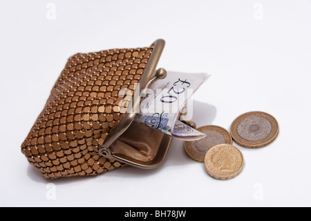 Or Financial concept sac à main, les pièces de monnaie Note Banque D'Images