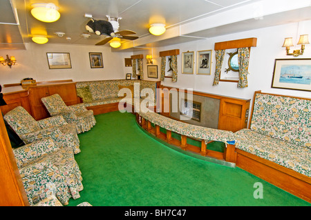 La cabine de l'amiral et le logement à bord du yacht royal Britannia accosté au terminal maritime de Leith Docks Edinburgh 5964 SCO Banque D'Images