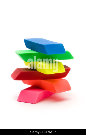 Des gommes sur blanc Banque D'Images