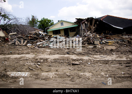 Destruction vu 9 mois après l'inondation par l'ouragan Katrina, Ninth Ward, New Orleans, LA, USA. Banque D'Images