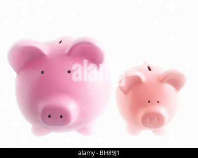 Piggy Banks on white Banque D'Images