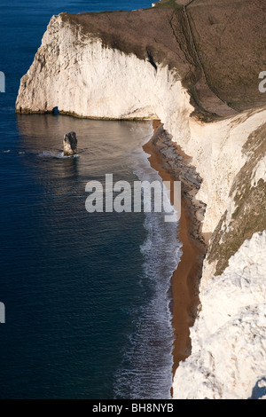 La tête de chauve-souris et le beurre d'Swyre Rock voir la tête. La côte jurassique. Crique de Lulworth. Le Dorset. L'Angleterre. L'Europe Banque D'Images