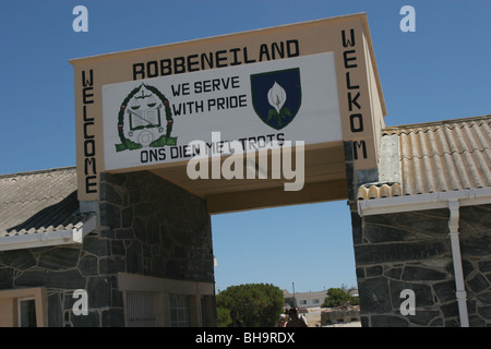 Entrée de la prison de Robben Island, où Nelson Mandela a été incarcéré, Robben Island, Afrique du Sud. Banque D'Images