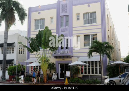 Hôtel art déco, l'hôtel Shelley, 844 Collins Avenue et 9th Street, South Beach, Miami Beach, Floride Banque D'Images