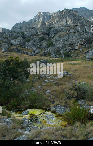 Les montagnes offrent de Chimanimani certains randonneurs du moins l'embarras des aires de nature sauvage dans le sud de l'Afrique. Banque D'Images