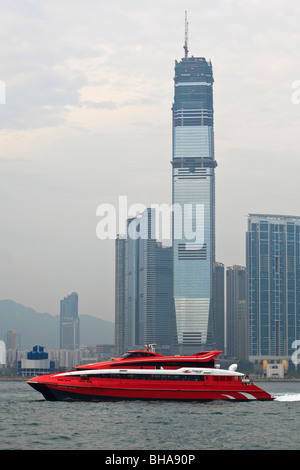 Un avion propulsé par hydroglisseur bateau quitte Hong Kong pour Macao. Banque D'Images