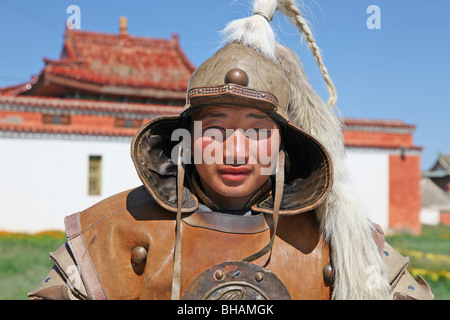 En tissu traditionnel masculin de Mongolie Banque D'Images