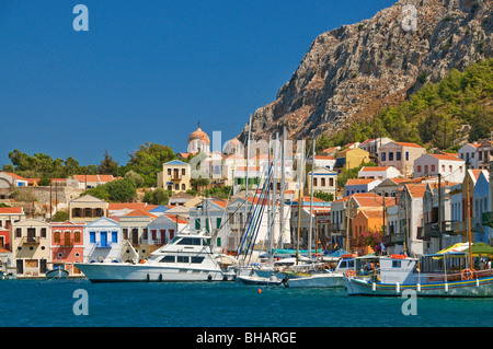 Kastellorizo ville , Vue générale, île de Megisti, Dodécanèse , Grèce Banque D'Images