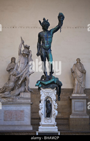 La statue de Persée avec la tête de Méduse, Florence, Italie Banque D'Images