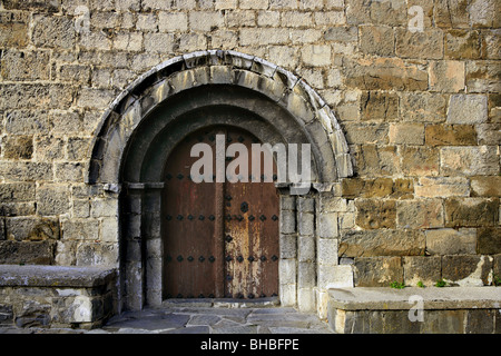 Voûte en pierre ancienne église architecture romane en Espagne Pyrénées Banque D'Images