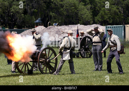 Les soldats confédérés, American Civil War Reenactors, Savannah, Georgia, USA Banque D'Images