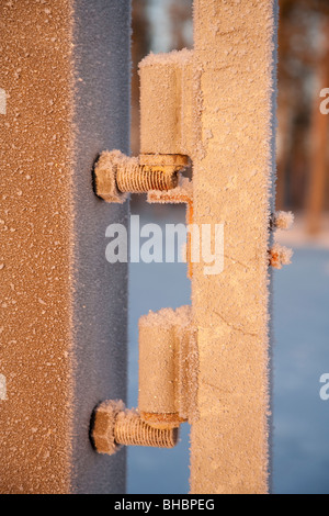 Charnières de portes métalliques frosty Banque D'Images