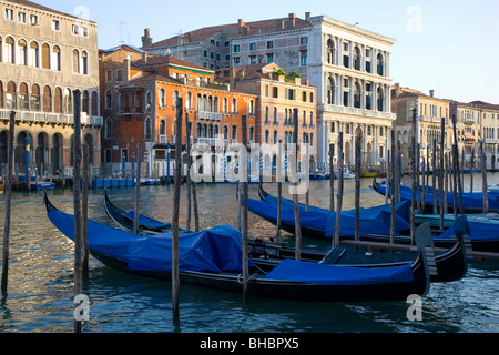 Venise, Vénétie, Italie. La Gondoles sur le Grand Canal. Banque D'Images