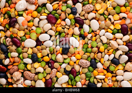 Assortiment de mélange de haricots et pois secs Banque D'Images