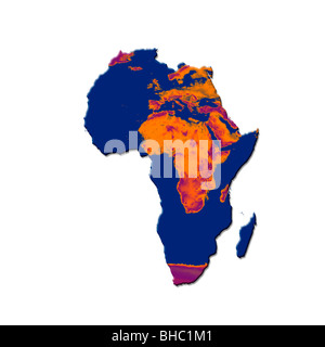 Carte de l'Afrique avec une image de l'Afrique et l'Europe superposées. Conceptual image représentant le réchauffement climatique et la désertification Banque D'Images