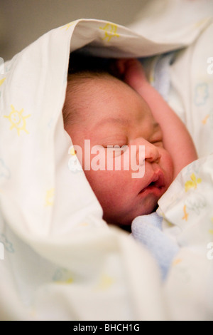 2 1/2 heures. o baby boy dormir à la maternité. Banque D'Images