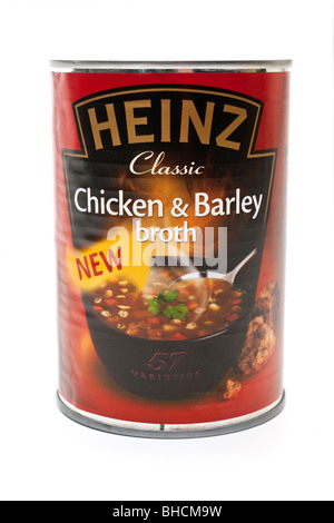 Peut de Heinz et poulet soupe à l'orge Banque D'Images