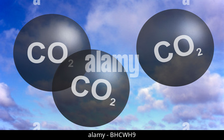 Le gaz CO2 dans l'atmosphère. Banque D'Images