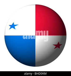 Drapeau Panama sphere isolated on white illustration Banque D'Images