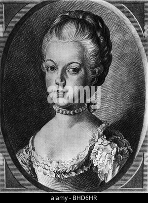 Marie Antoinette, 2.11.1755 - 16.10.1793, Reine Consort de France 1774 - 1792, rotogravure, après gravure de Bonnet, portrait, Banque D'Images